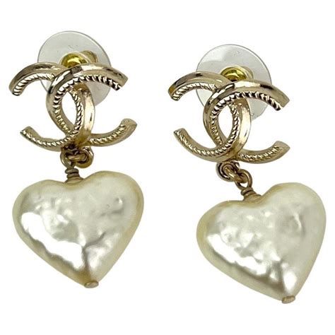 chanel heart drop earrings|pre owned chanel earrings.